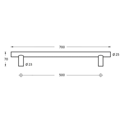 Intersteel Deurgreep 700 mm T - vorm rvs geborsteld 70 mm - Doika - Deurgrepen - Intersteel - 8714186334188 - 35,432,541