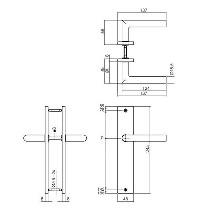 Intersteel Deurkruk Bastian op schild 245x45 mm blind antracietgrijs - Doika - Deurkrukken op schild - Intersteel - 8714186555767 - 29,174,311