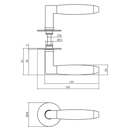 Intersteel Deurkruk Combinatie met zelfklevend rozet ø55x2 mm rvs geborsteld - Doika - Deurkrukken op rozet - Intersteel - 8714186557020 - 35,063,102