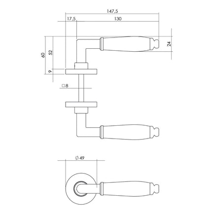 Intersteel Deurkruk Courgette met rozet ø49x7mm verdekt mat chroom - Doika - Deurkrukken op rozet - Intersteel - 8714186489215 - 17,020,602