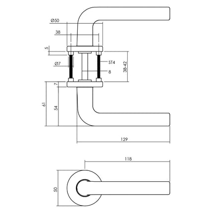 Intersteel Deurkruk Derby op rond rozet ø50x7 mm aluminium - Doika - Deurkrukken op rozet - Intersteel - 8714186075197 - 82,007,302