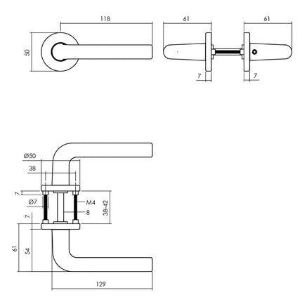 Intersteel Deurkruk Derby op rozet ø50x7 mm aluminium zwart - Doika - Deurkrukken op rozet - Intersteel - 8714186505199 - 23,007,302