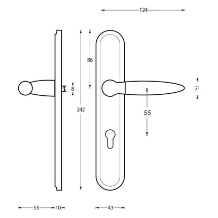 Intersteel Deurkruk Elen op schild profielcilindergat 55 mm chroom - Doika - Deurkrukken op schild - Intersteel - 8714186176214 - 16,168,229