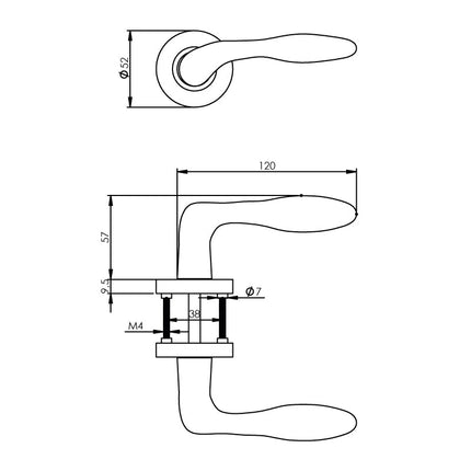 Intersteel Deurkruk George op rozet ø52x10mm mat zwart - Doika - Deurkrukken op rozet - Intersteel - 8714186470664 - 23,169,502