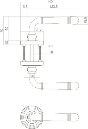 Intersteel Deurkruk Helena op rozet ø55x10 mm messing titaan PVD - Doika - Deurkrukken op rozet - Intersteel - 8714186392683 - 13,172,502