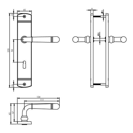 Intersteel Deurkruk Helena op schild sleutelgat 56 mm messing gelakt - Doika - Deurkrukken op schild - Intersteel - 8714186445198 - 13,170,524