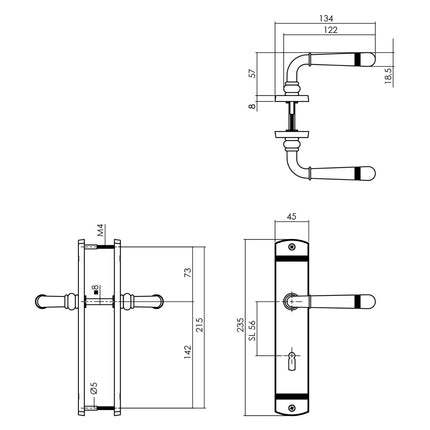 Intersteel Deurkruk Helena op schild sleutelgat 56 mm oud grijs - Doika - Deurkrukken op schild - Intersteel - 8714186515303 - 21,170,524