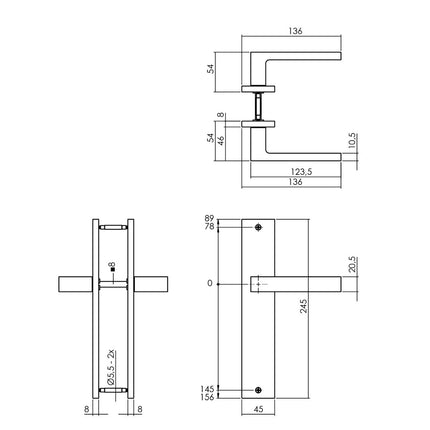 Intersteel Deurkruk Hera op schild 245x45 mm blind mat zwart - Doika - Deurkrukken op schild - Intersteel - 8714186555262 - 23,174,411