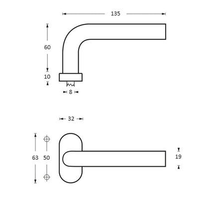 Intersteel Deurkruk Hoek 90° op ovaal rozet rvs geborsteld - Doika - Deurkrukken op rozet - Intersteel - 8714186073643 - 35,123,502