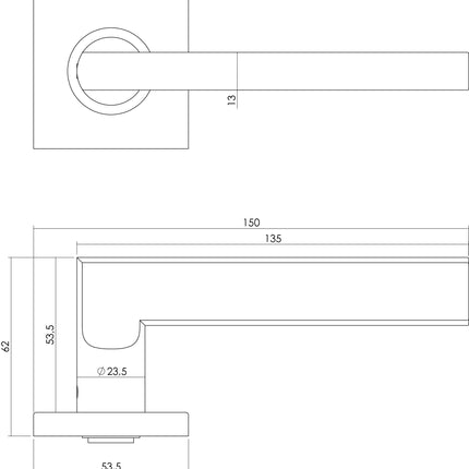 Intersteel Deurkruk Hoek 90° plat op vierkant rozet rvs geborsteld - Doika - Deurkrukken op rozet - Intersteel - 8714186173732 - 35,125,202