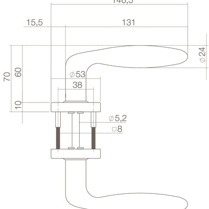 Intersteel Deurkruk Jupiter geveerd op rozet Ø53x10 met ring rvs geborsteld - Doika - Deurkrukken op rozet - Intersteel - 8714186058916 - 35,058,702