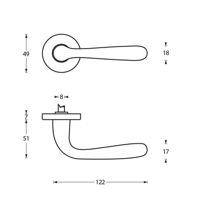 Intersteel Deurkruk Jupiter op rozet chroom mat - Doika - Deurkrukken op rozet - Intersteel - 8714186056004 - 17,019,502