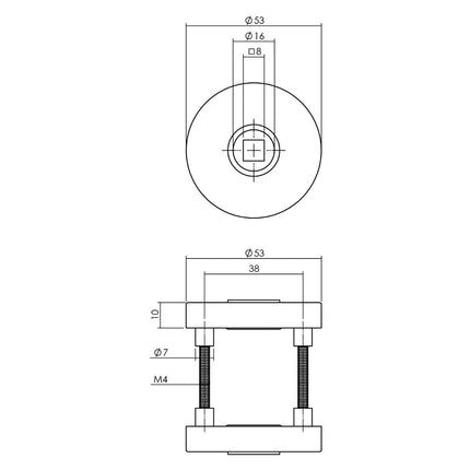 Intersteel Deurkruk Jura op ronde massieve rozet ø53x10 mm rvs geborsteld achterdeurbeslag - Doika - Achterdeurbeslag op rozet - Intersteel - 8714186540039 - 35,405,710