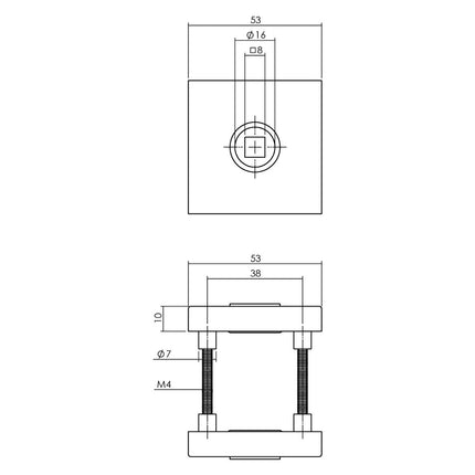 Intersteel Deurkruk Jura op vierkante massieve rozet 53x53x10 mm rvs zwart achterdeurbeslag - Doika - Achterdeurbeslag op rozet - Intersteel - 8714186540060 - 23,405,720