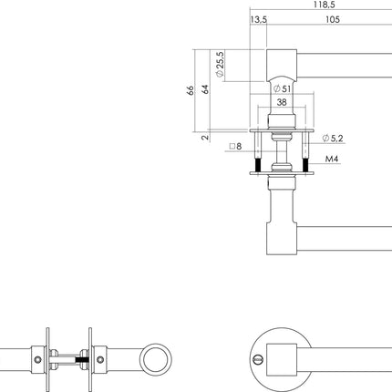 Intersteel Deurkruk L/L - model met rozet 2 mm rvs geborsteld - Doika - Deurkrukken op rozet - Intersteel - 8714186461396 - 35,167,002