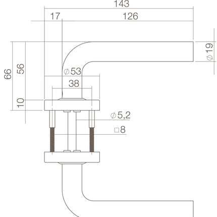 Intersteel Deurkruk Luzern op rozet verdekt ø53x10mm PVD messingkleur - Doika - Deurkrukken op rozet - Intersteel - 8714186697030 - 13,057,002