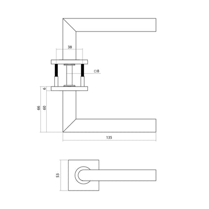 Intersteel Deurkruk Q 04 op rozet verdekt 53x53x6mm PVD zwart - Doika - Deurkrukken op rozet - Intersteel - 8714186695357 - 1,323,103,402