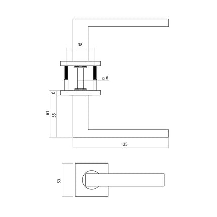 Intersteel Deurkruk Q 05 op rozet verdekt 53x53x6mm PVD messing mat - Doika - Deurkrukken op rozet - Intersteel - 8714186695517 - 1,314,103,502