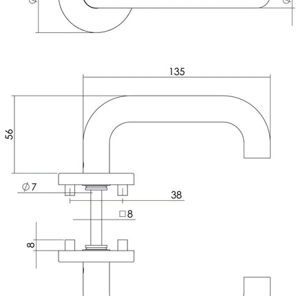 Intersteel Deurkruk Rond op rozet rvs geborsteld - Doika - Deurkrukken op rozet - Intersteel - 8714186087619 - 35,101,102