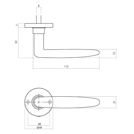 Intersteel Deurkruk Sophie met rozet ø49x7mm verdekt mat zwart - Doika - Deurkrukken op rozet - Intersteel - 8714186486009 - 23,022,502