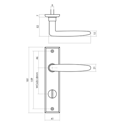 Intersteel Deurkruk Sophie met schild 181x41x7mm WC63/8mm mat zwart - Doika - Deurkrukken op schild - Intersteel - 8714186486092 - 23,022,565