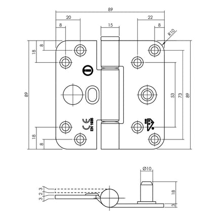 Intersteel Glijlagerscharnier SKG*** 89 x 89 x 3 mm DIN rechts zwart - Doika - Scharnieren - Intersteel - 8714186499962 - 0023.462565A