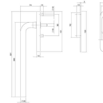 Intersteel Hef - /schuifdeurbeslag recht profielcilindergat rvs geborsteld - Doika - Hef - en schuifdeurbeslag - Intersteel - 8714186083932 - 35,450,041