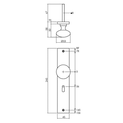 Intersteel Knopschild 245x45 mm sleutelgat 56 mm antracietgrijs - Doika - Knoppen op schild - Intersteel - 8714186559796 - 29,212,824