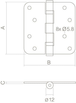 Intersteel Kogellagerscharnier afgerond tot 100 kilo rvs geborsteld - Doika - Scharnieren - Intersteel - 8714186039984 - 35,462,550