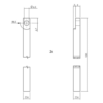 Intersteel Kruk - espagnolet Kruiskruk met stangenset 2x 1250 mm verchroomd - Doika - Deurespagnoletten - Intersteel - 8714186541371 - 16,562,026