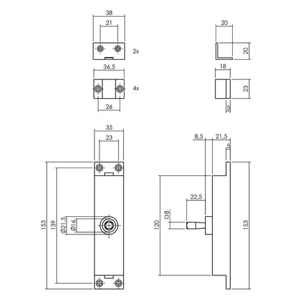 Intersteel Kruk - espagnolet links L - recht met stangenset 2x 1245 mm rvs geborsteld - Doika - Deurespagnoletten - Intersteel - 8714186540633 - 0035.562047B