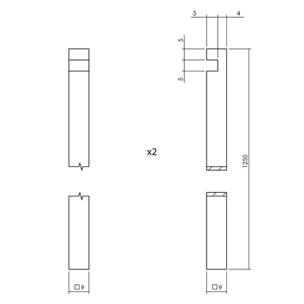 Intersteel Pomp - espagnolet Ton 222 met stangenset 2x 1250 mm nikkel/ebbenhout - Doika - Deurespagnoletten - Intersteel - 8714186540794 - 18,562,037