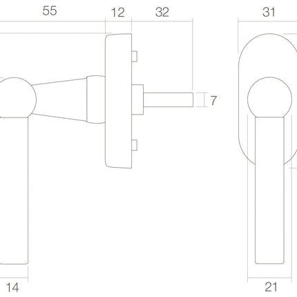 Intersteel Raamkruk L - model messing getrommeld - Doika - Raamkrukken - Intersteel - 8714186119716 - 11,605,011