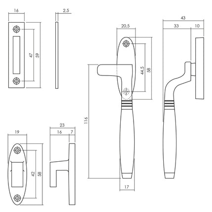 Intersteel Raamsluiting Ton links nikkel/ebbenhout - Doika - Raamsluitingen - Intersteel - 8714186473160 - 0018.561460B