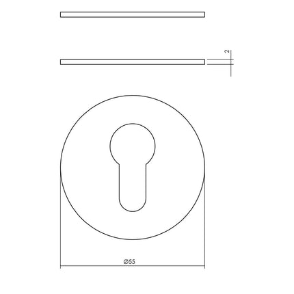 Intersteel Rozet met profielcilindergat 55x2 mm zelfklevend rvs geborsteld - Doika - Rozetten - Intersteel - 8714186586501 - 35,340,387