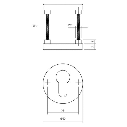 Intersteel Rozet met profielcilindergat ø50x7 mm aluminium - Doika - Rozetten - Intersteel - 8714186648360 - 82,309,087