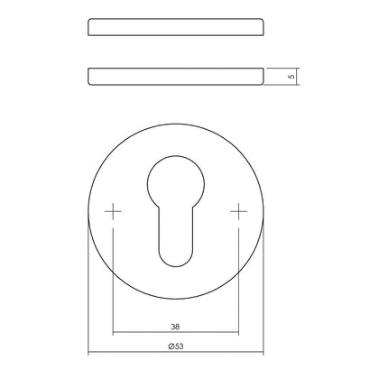 Intersteel Rozet met profielcilindergat rond rvs geborsteld mat zwart - Doika - Rozetten - Intersteel - 8714186635575 - 23,343,187