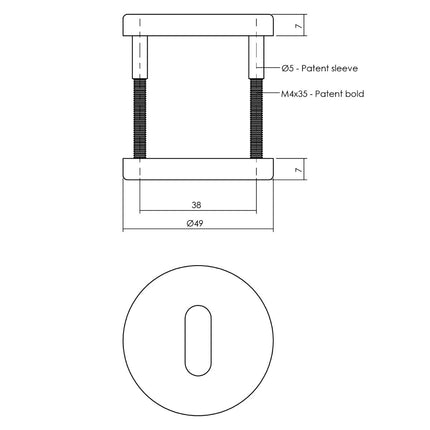 Intersteel Rozet met sleutelgat ø49x7 mm mat zwart - Doika - Rozetten - Intersteel - 8714186551059 - 23,317,416