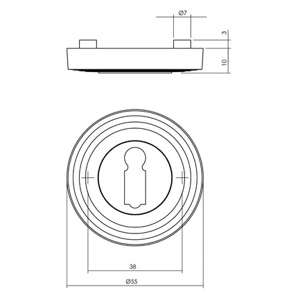 Intersteel Rozet met sleutelgat ø55x10 mm oud grijs - Doika - Rozetten - Intersteel - 8714186579763 - 21,317,886