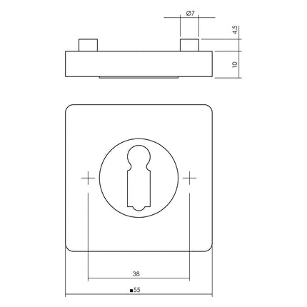 Intersteel Rozet met sleutelgat vierkant antracietgrijs - Doika - Rozetten - Intersteel - 8714186582411 - 29,318,586