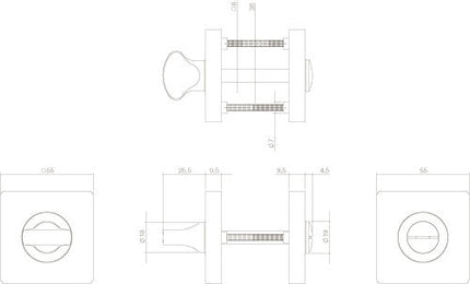 Intersteel Rozet met toilet - /badkamersluiting vierkant 55x55x10 mm wit - Doika - Rozetten - Intersteel - 8714186493878 - 27,318,560