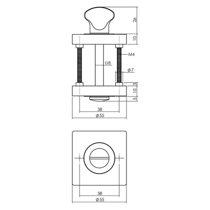 Intersteel Rozet met toilet - /badkamersluiting vierkant antracietgrijs - Doika - Rozetten - Intersteel - 8714186539613 - 29,318,560