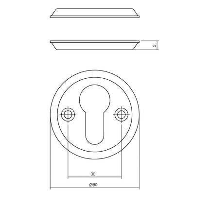 Intersteel Rozet profielcilindergat schroefgat mat zwart - Doika - Rozetten - Intersteel - 8714186648544 - 23,317,387