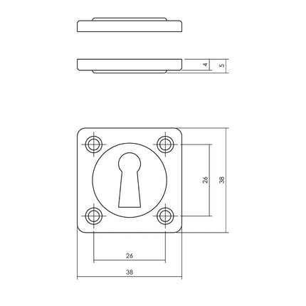 Intersteel Rozet sleutelgat vierkant nikkel - Doika - Rozetten - Intersteel - 8714186648315 - 18,318,386