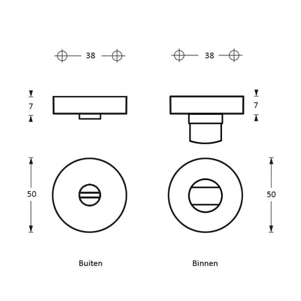 Intersteel Rozet toilet - /badkamersluiting messing titaan PVD - Doika - Rozetten - Intersteel - 8714186149546 - 50,322,460