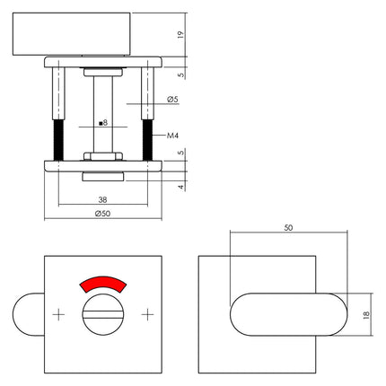 Intersteel Rozet toilet - /badkamersluiting vierkant rvs geborsteld - Doika - Rozetten - Intersteel - 8714186307083 - 35,343,260