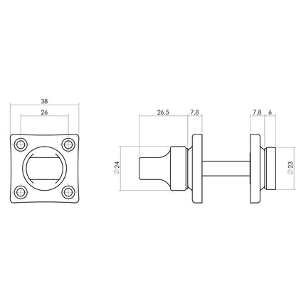 Intersteel Rozet toilet - /badkamersluiting vierkant schroefgat messing getrommeld - Doika - Rozetten - Intersteel - 8714186119358 - 11,318,360