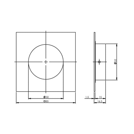 Intersteel Schuifdeurkom 4 - kant 52/85mm rvs geborsteld - Doika - Schuifdeurkommen - Intersteel - 8714186075340 - 35,447,670