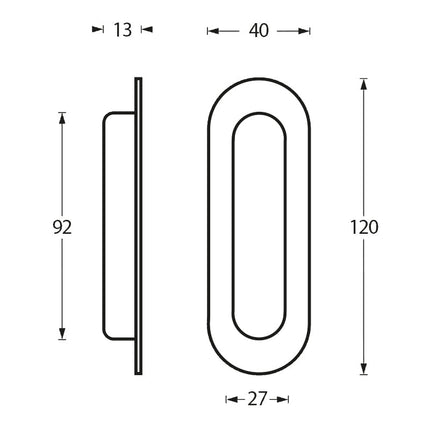 Intersteel Schuifdeurkom ovaal 120x40mm blind rvs geborsteld - Doika - Schuifdeurkommen - Intersteel - 8714186104644 - 35,447,681