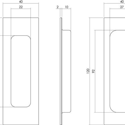 Intersteel Schuifdeurkom rechthoek 120x40 mm blind mat zwart - Doika - Schuifdeurkommen - Intersteel - 8714186443262 - 23,447,691